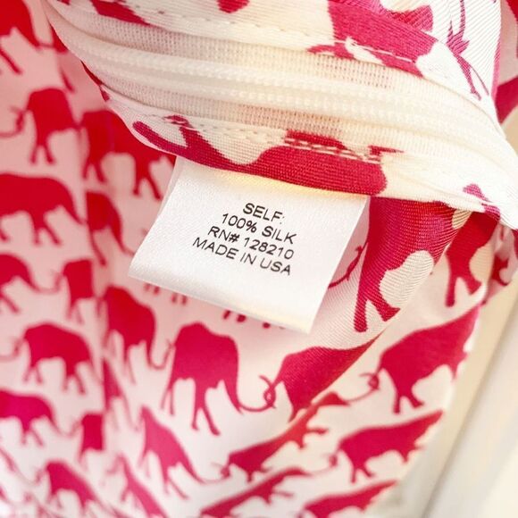 Elizabeth McKay ELIZABETH SHIRT Hot Pink Elephant Print Ruffle Blouse Top Size 0 - Picture 8 of 12